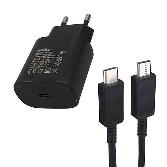 WK-27877 25 Watt Şarj Başlık Adaptörü + Type-C to Type-C kablo - 3